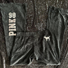 Load image into Gallery viewer, Vs pink velour black sweats
