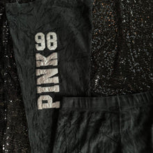 Load image into Gallery viewer, Vs pink velour black sweats
