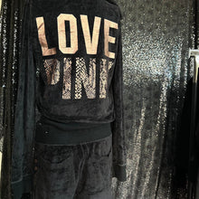 Load image into Gallery viewer, Vs pink black velour tracksuit
