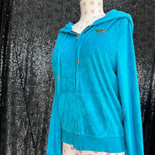 Load image into Gallery viewer, Vs pink aqua velour zip up
