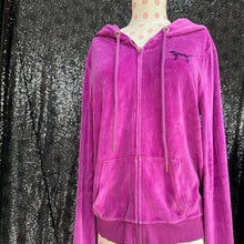 Load image into Gallery viewer, Purple velour vs pink zip up
